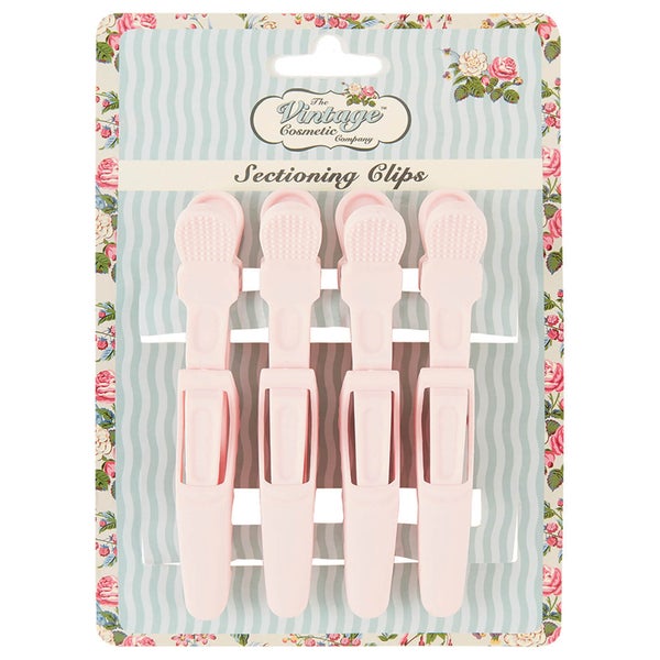 The Vintage Cosmetic Company 4 Piece Sectioning Clips - Soft Touch Pink