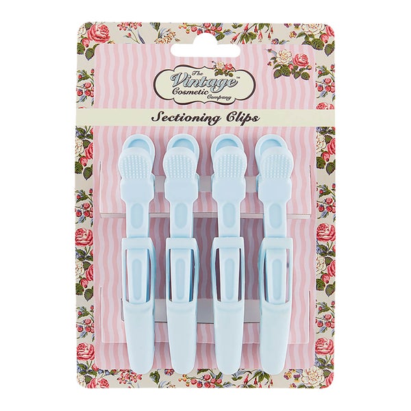 The Vintage Cosmetic Company 4 Piece Sectioning Clips - Soft Touch Blue