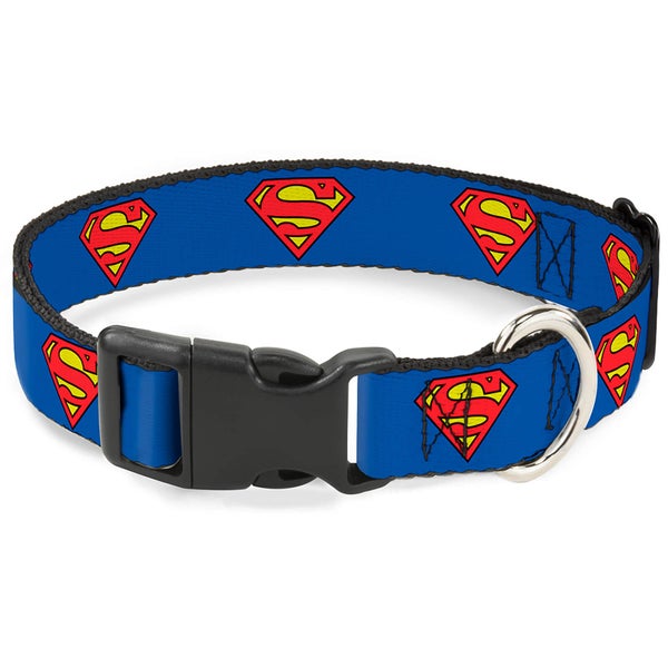 Buckle-Down DC Comics Superman Plastic Clip Dog Collar - Blue (Various Sizes)