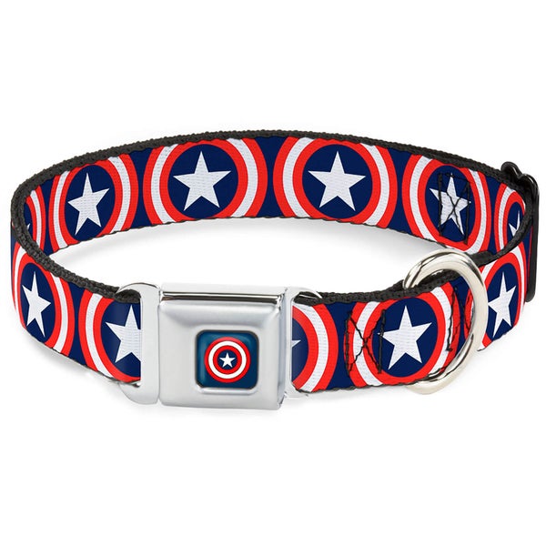 Buckle-Down Marvel Captain America Dog Collar - Navy (Various Sizes)