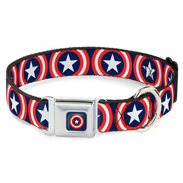 Buckle-Down Marvel Captain America Shield Dog Collar (Various Sizes) - S/13-18 Inches