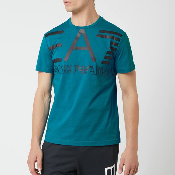 Emporio Armani EA7 Men's Train Logo Series Oversize Logo Short Sleeve T-Shirt - Turkish Blue