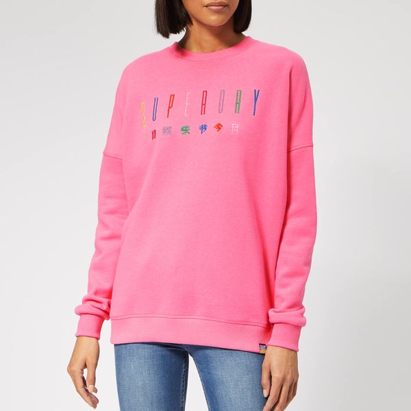 Superdry Women's Carly Carnival Embroidered Crew Sweatshirt - Active Pink