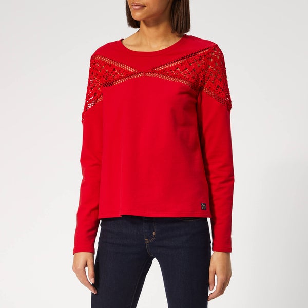 Superdry Women's Zariah Lace Panel Top - Nautical Red