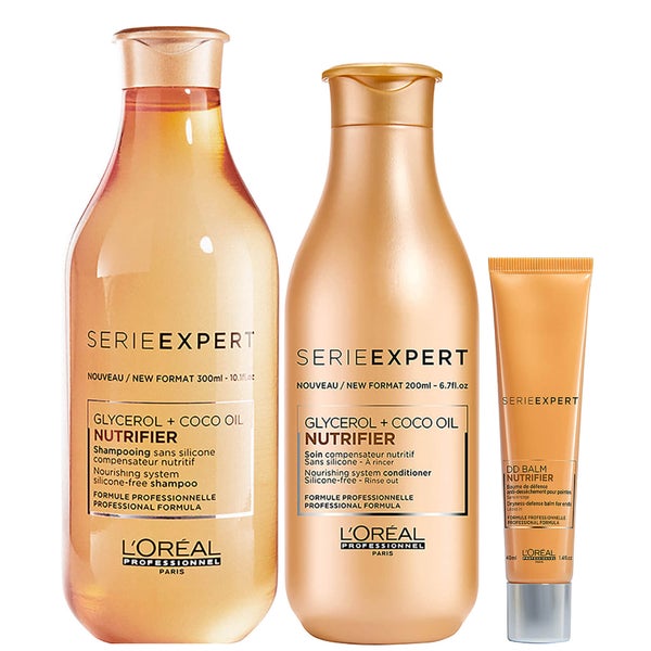 L'Oréal Professionnel Serie Expert Nutrifier Shampoo, Conditioner and Balm Trio -hiustenhoitosetti