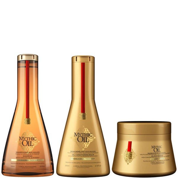 L'Oréal Professionnel Mythic Oil Shampoo, Conditioner and Masque Trio for Thick Hair