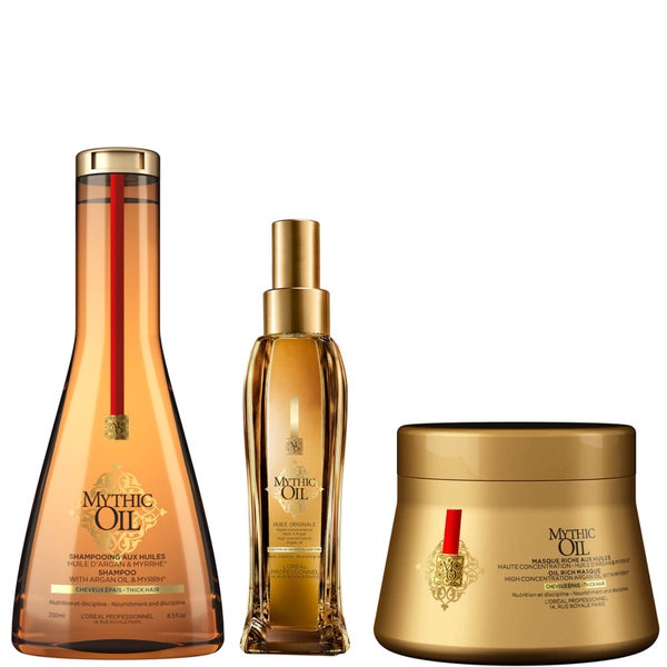 L'Oréal Professionnel Mythic Oil Shampoo, Masque and Oil Trio for Thick Hair