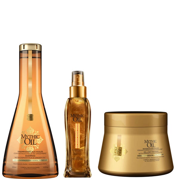 L'Oréal Professionnel Mythic Oil Shampoo, Masque and Shimmering Oil Trio for Normal/Fine Hair zestaw 3 produktów