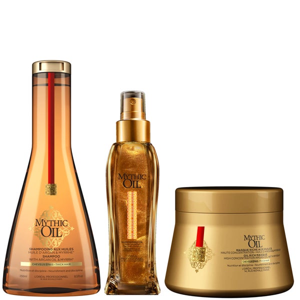 L'Oréal Professionnel Mythic Oil Shampoo, Masque and Shimmering Oil Trio for Thick Hair zestaw 3 produktów