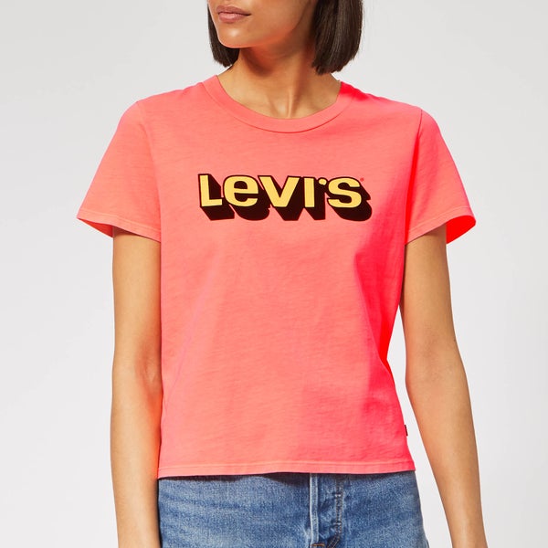 Levi's Women's Graphic Surf T-Shirt - 3D Logo Washed Neon Orange