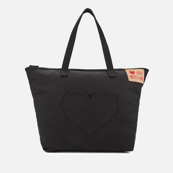 Love Moschino Women's Large Canvas Heart Pocket Tote Bag - Black