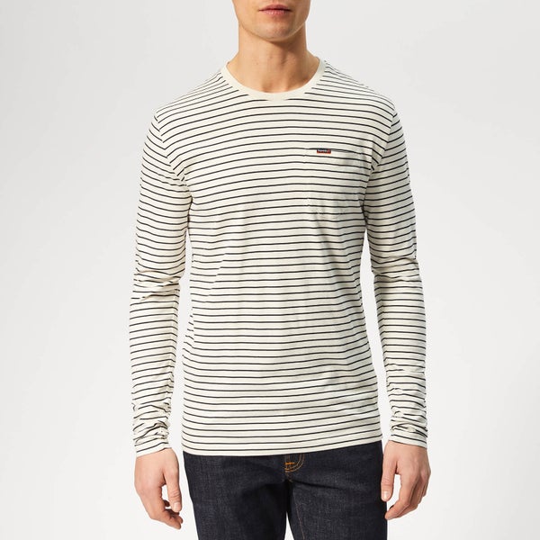Superdry Men's Stripe Long Sleeve Top - Off White/Navy