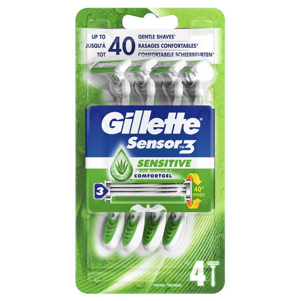 Gillette Sensor3 Sensitive Disposable Razors (4 Pack)