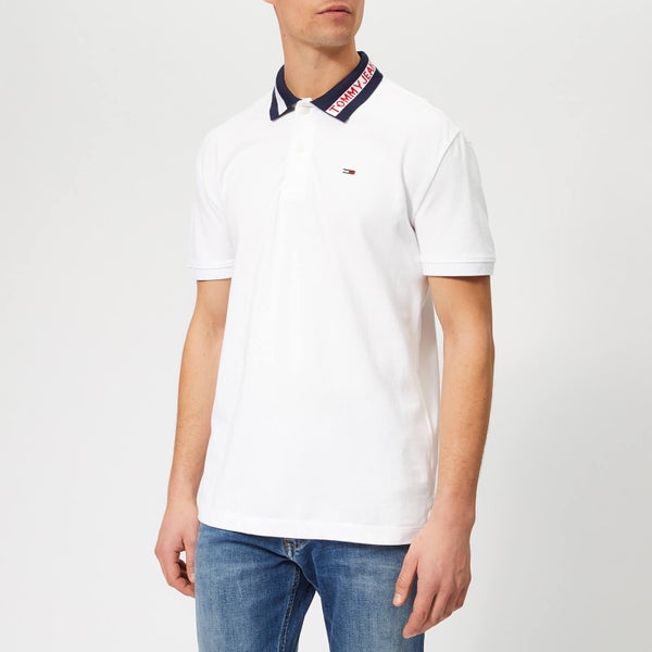 Tommy Jeans Men's Tipped Collar Polo-Shirt - Classic White