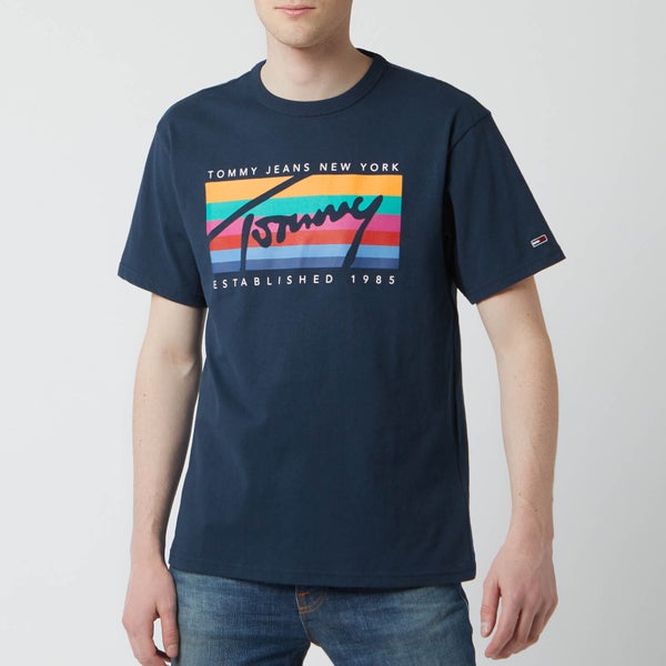Tommy Jeans Men's Rainbow Box T-Shirt - Navy
