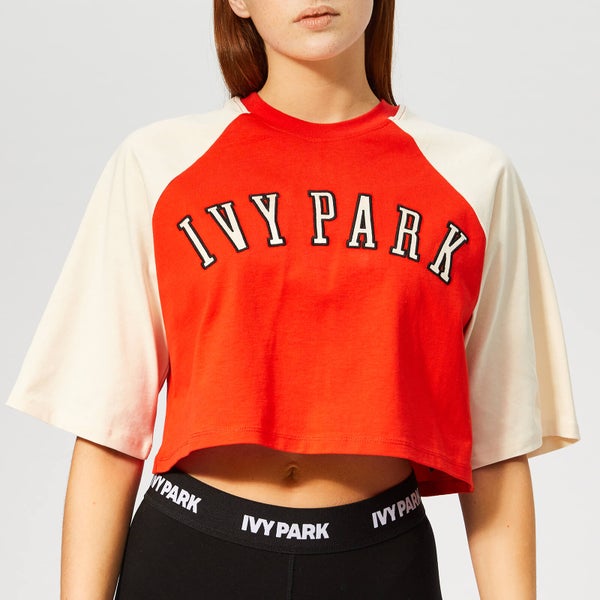 Ivy Park Women's Baseball Logo Shorts Sleeve Crop T-Shirt - Fiery Red