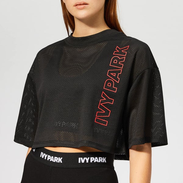 Ivy Park Women's Active Craft Mesh Crop T-Shirt - Black