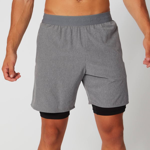 MP Men's Power Double-Layered Shorts - Grey - XS