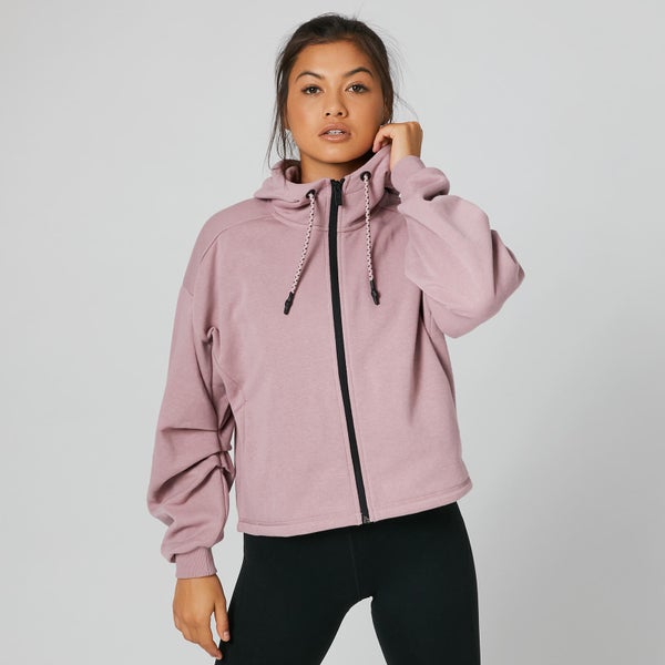 Przewymiarowana Bluza Zip-Through - Różowa