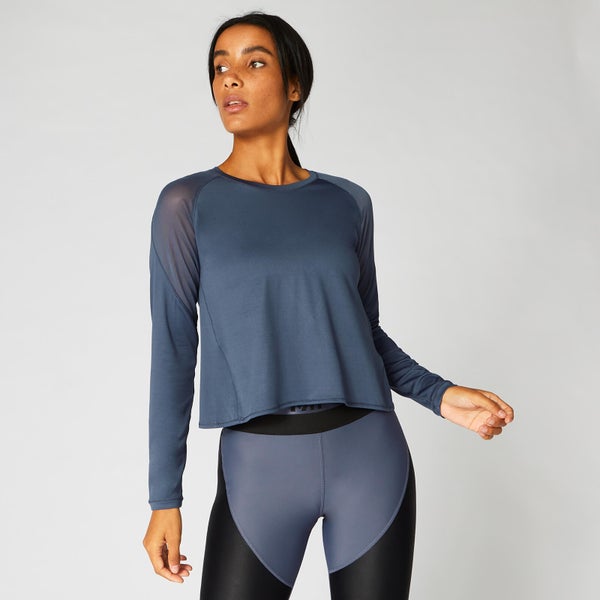 MP Mesh Panel Long Sleeve Top - Dark Indigo