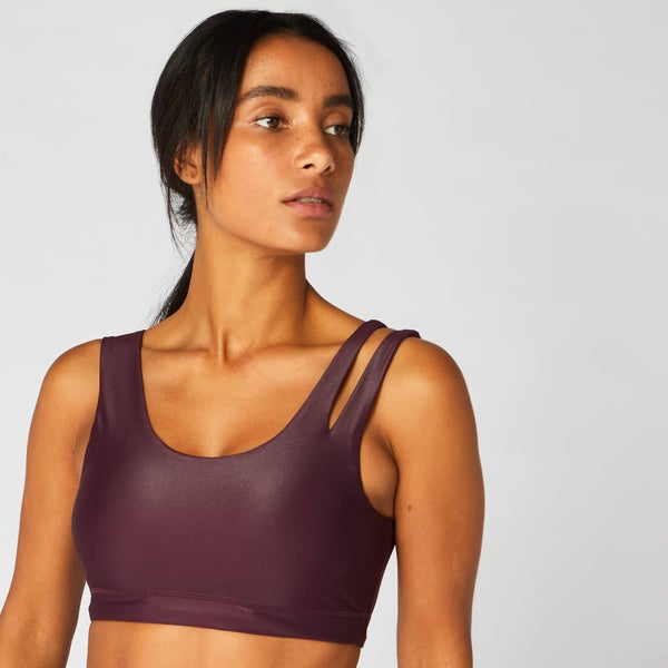 MP Women's Metallic Asymmetric Sports Bra - Malbec