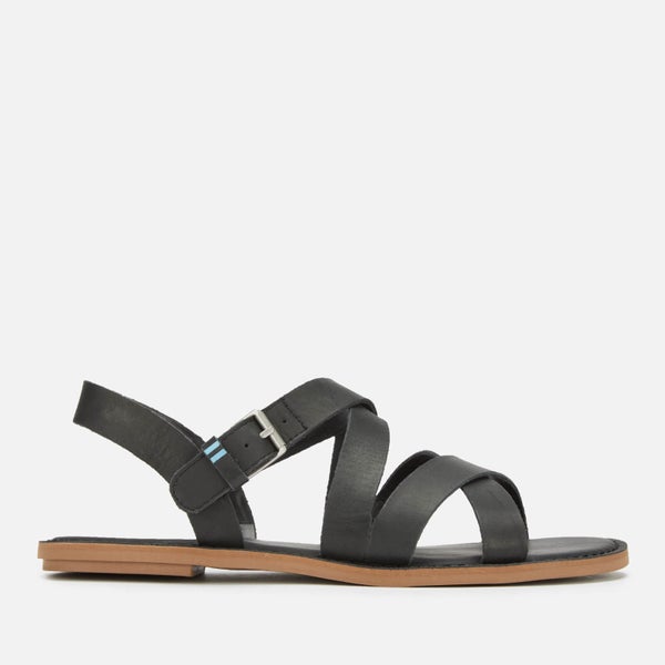 TOMS Women's Sicily Leather Strappy Sandals - Black
