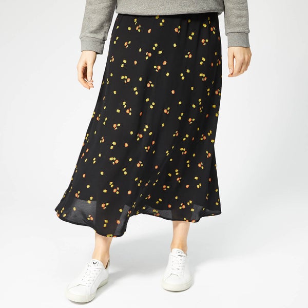 Whistles Women's Micro Floral Print Longline Skirt - Black/Multi