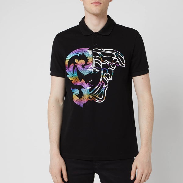 Versace Collection Men's Logo Polo Shirt - Black Print