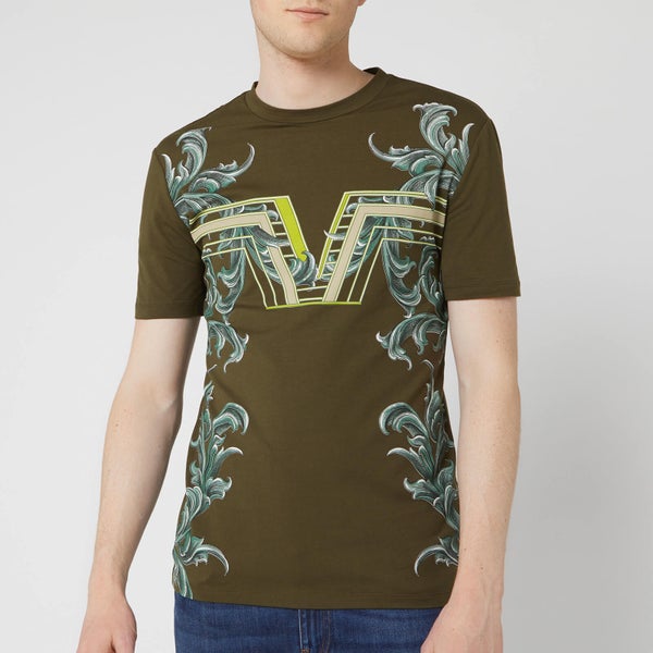 Versace Collection Men's V Floral Print T-Shirt - Moss
