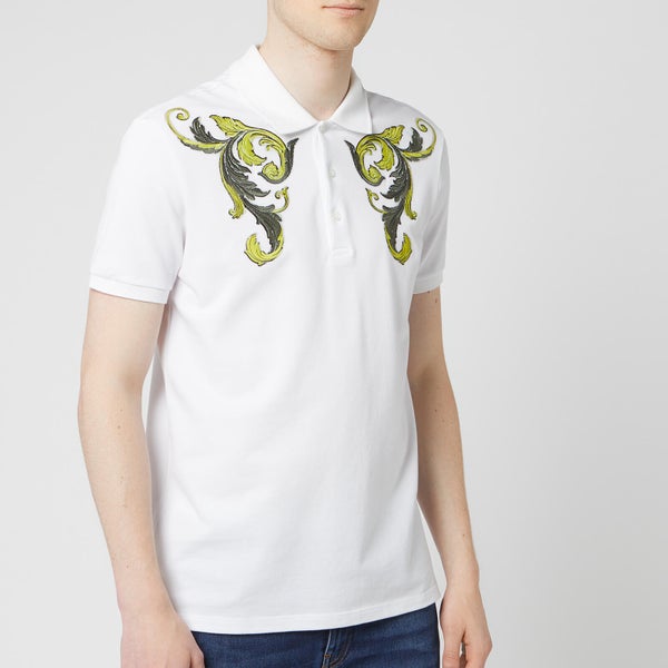 Versace Collection Men's Emboidered Polo Shirt - White