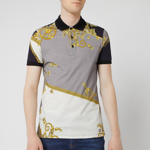 Versace Collection Men's All Over Print Polo Shirt - Grey