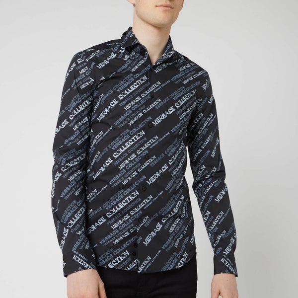 Versace Collection Men's All Over Neon Print Shirt - Black