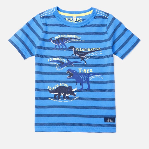 Joules Boys' Ben Printed T-Shirt - Blue Stripe Dino