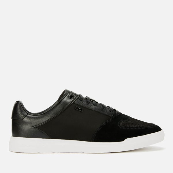 BOSS Men's Cosmo Suede/Leather Tennis Trainers - Black