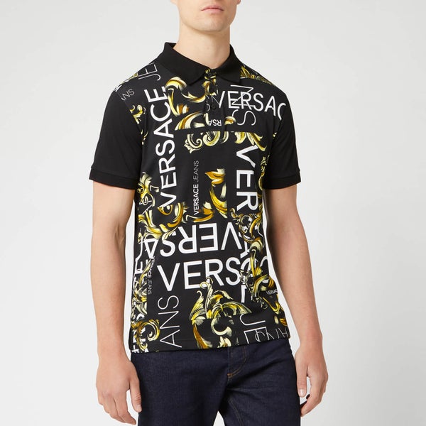 Versace Jeans Men's Patterned Polo Shirt - Black