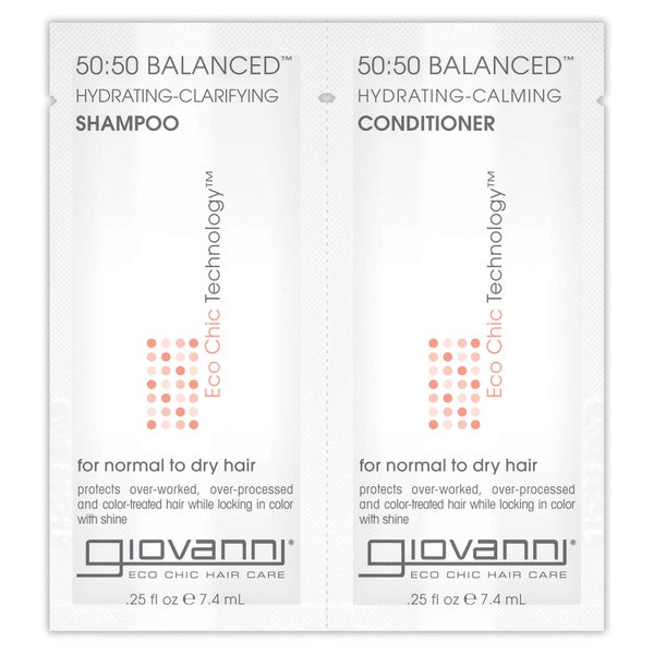 Giovanni 50/50 Balanced Shampoo and Conditioner Sachet 7.4ml (Free Gift)