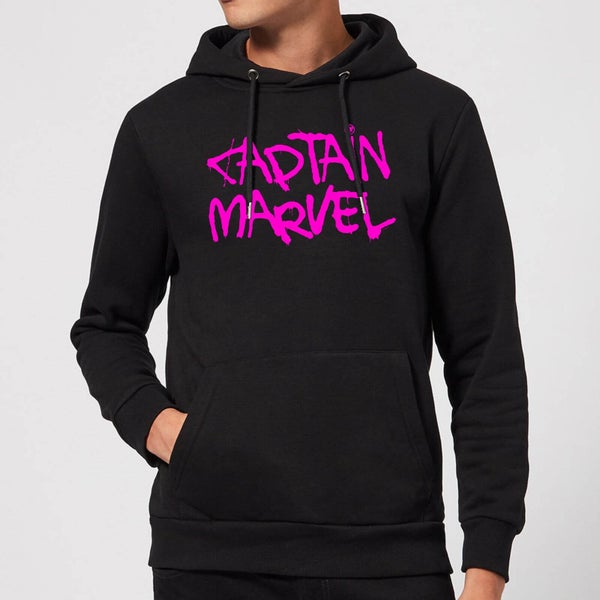 Captain Marvel Spray Text Hoodie - Black