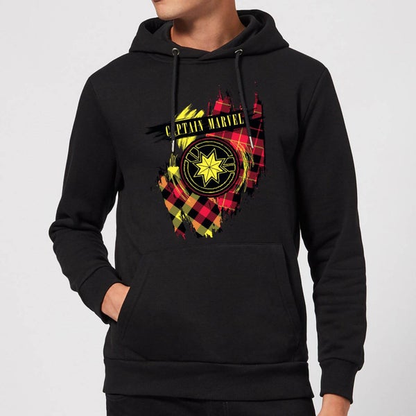 Captain Marvel Tartan Patch Hoodie - Black