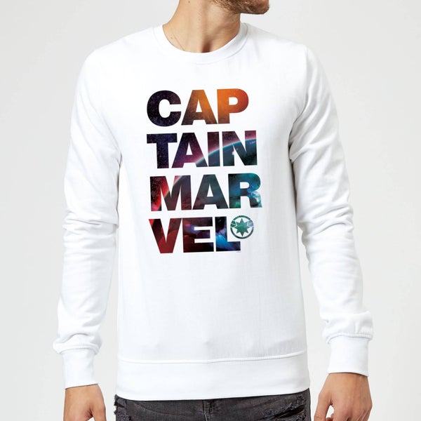 Captain Marvel Space Text Sweatshirt - White