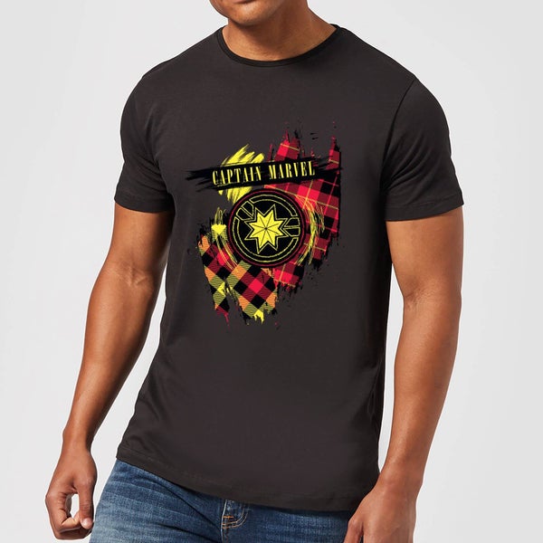 Captain Marvel Tartan Patch T-shirt Homme - Noir