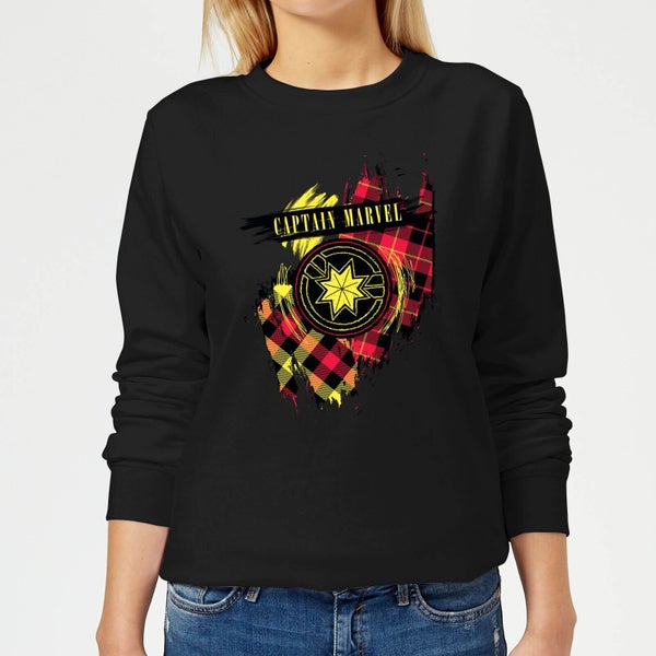 Captain Marvel Tartan Patch Women's Sweatshirt - Black