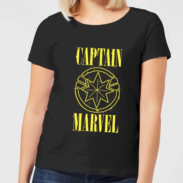 Captain Marvel Grunge Logo Damen T-Shirt - Schwarz