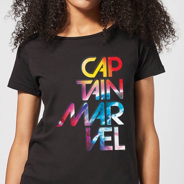 Captain Marvel Galactic Text T-shirt Femme - Noir