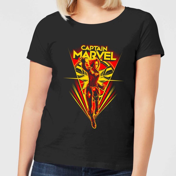 Captain Marvel Freefall Damen T-Shirt - Schwarz