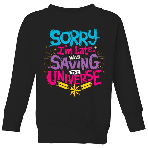 Captain Marvel Sorry I'm Late Kids' Sweatshirt - Black