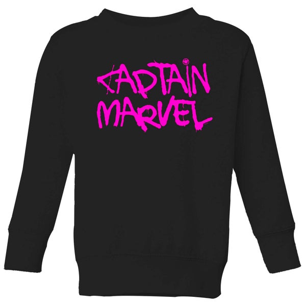 Captain Marvel Spray Text Kids' Sweatshirt - Black