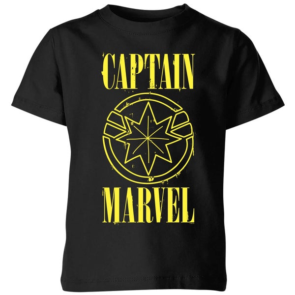 Captain Marvel Grunge Logo Kids' T-Shirt - Black