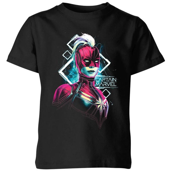 Captain Marvel Neon Warrior Kids' T-Shirt - Black