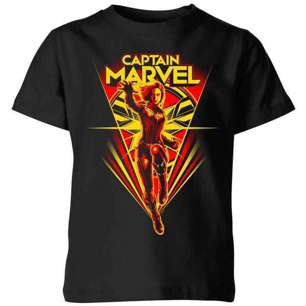 T-Shirt Captain Marvel Freefall - Nero - Bambini