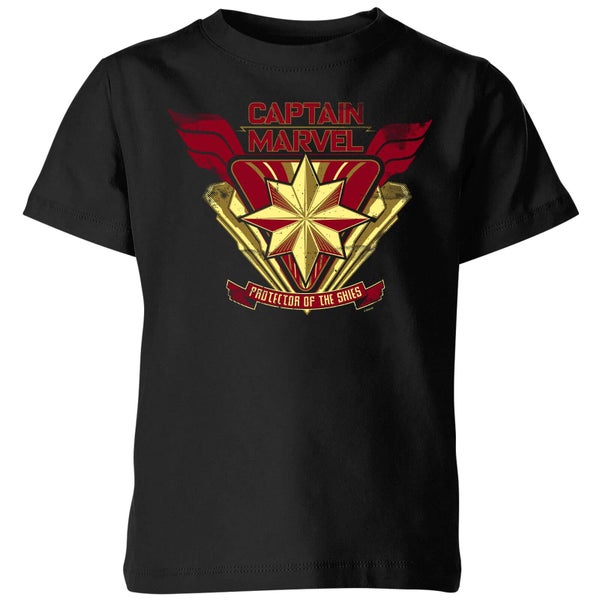 Captain Marvel Protector Of The Skies Kids' T-Shirt - Black